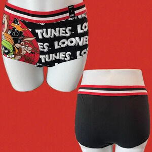 Warner Bros 1-XL Black Looney Tunes Characters Graphic Cottton Boyshort Panties